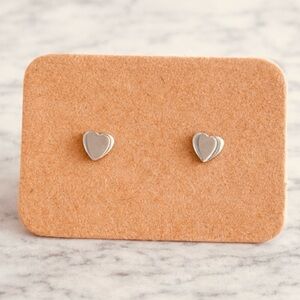 Minimal Silver Heart Stud Earrings | NEW